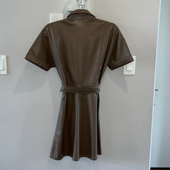 HEARTLOOM Soho Vegan Leather Mini Dress in Coco Brown - Picture 9 of 11
